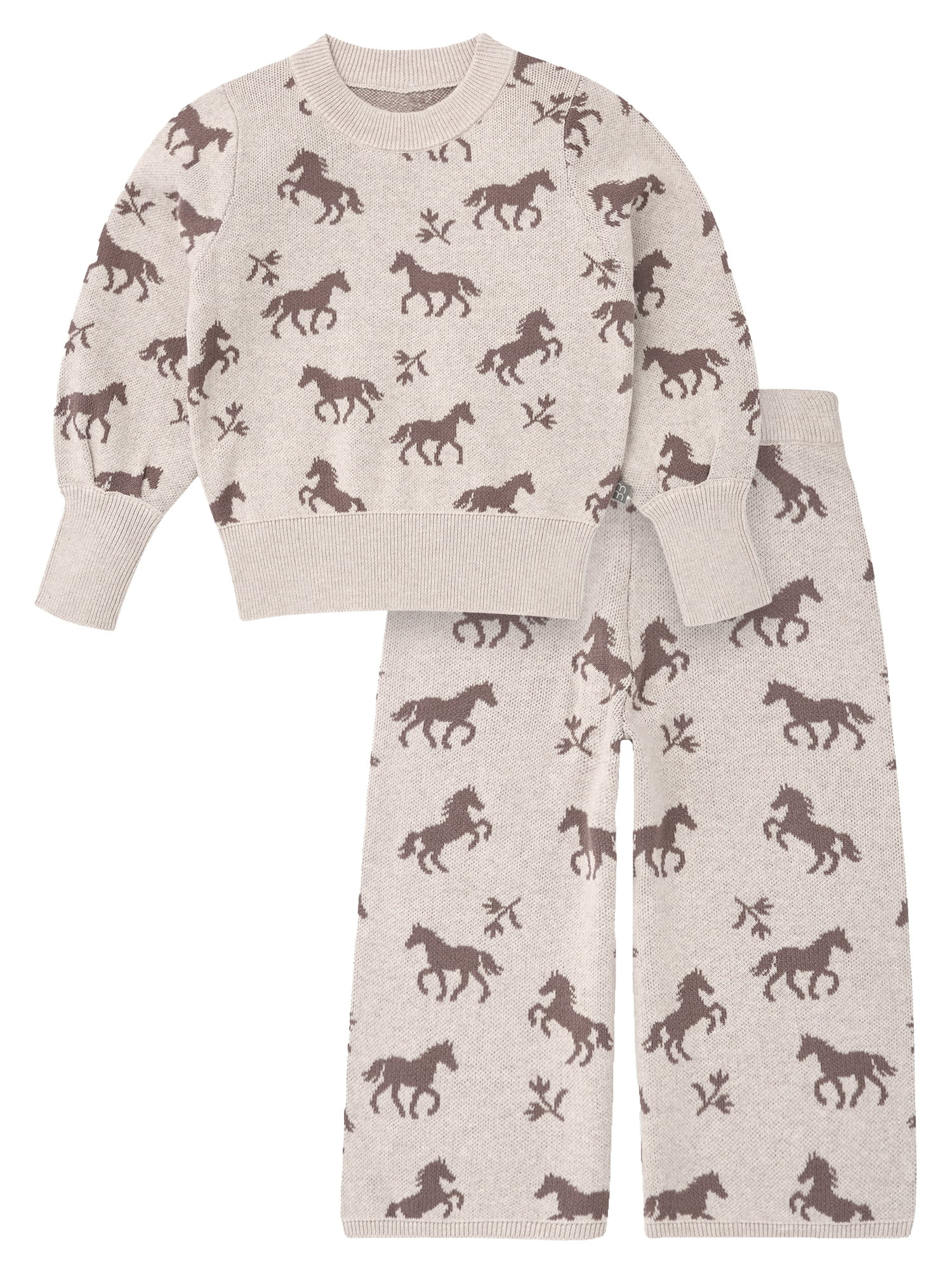 Modern Moments by Gerber Toddler Girl Jacquard Sweater and Wide Leg Pant Set, 2-Piece, Sizes 12 M... | Walmart (US)