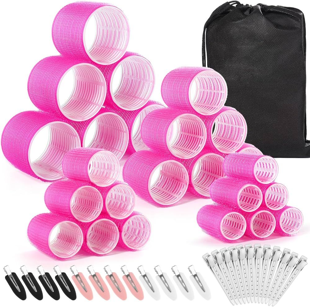 Rollers Hair Curlers 48 Pcs Set with 24Pcs Hair Rollers 4 Sizes (6 Jumbo Rollers/6 Large Rollers/... | Amazon (US)