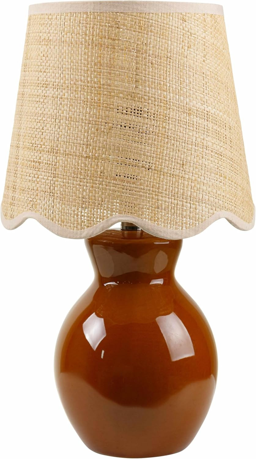 Salgareda Boho Ceramic and Jute Bedside Table Lamp for Bedroom Nightstand - End Side Table Lamp f... | Amazon (US)