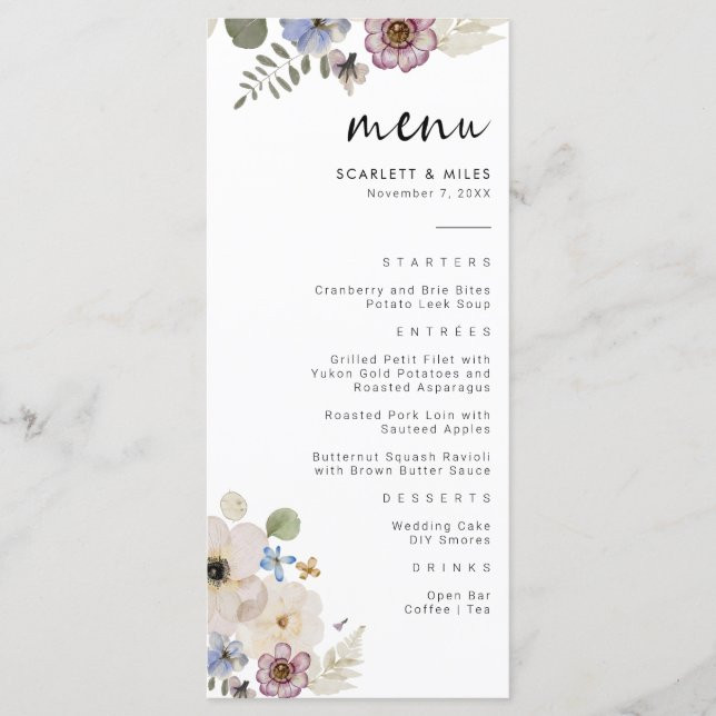 Modern Boho Wedding Menu | Zazzle | Zazzle
