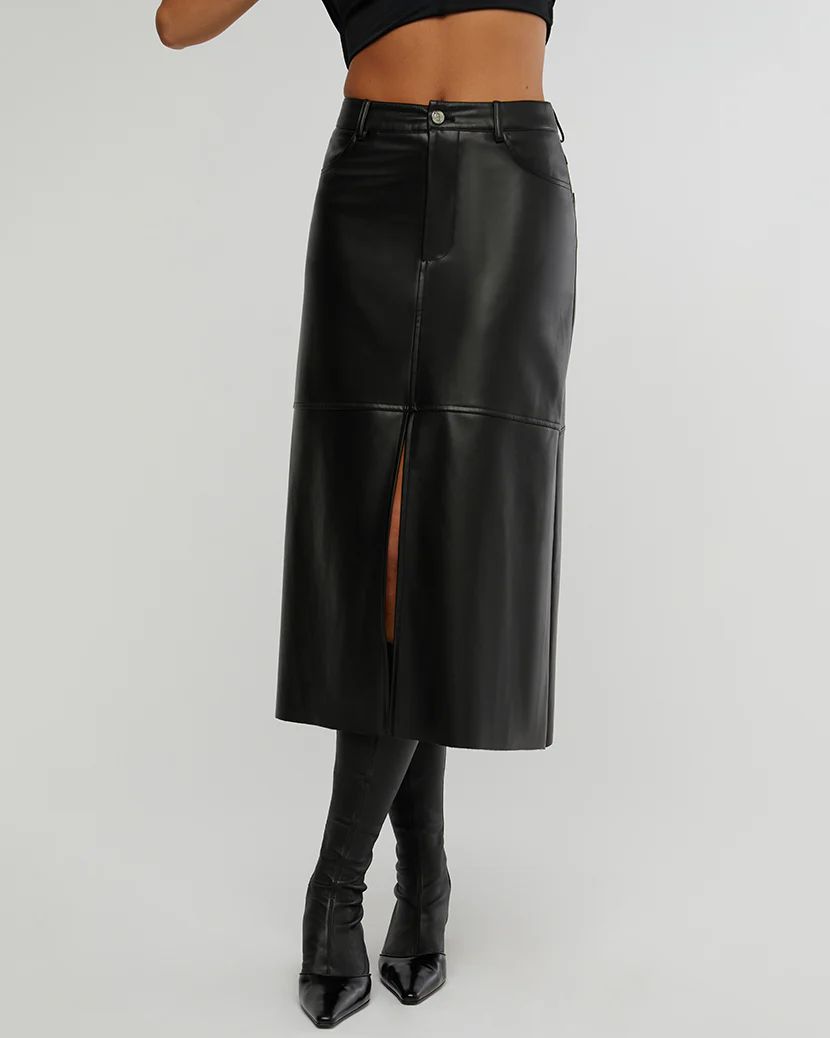 Vegan Leather Midi Skirt | We Wore What