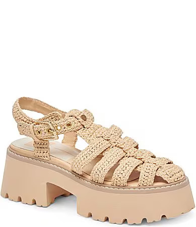 Dolce Vita Lasly Raffia Platform Fisherman Sandals - 10 | Dillard's