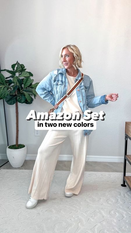 Love this two piece set - so I got it in some new spring colors! (Plus to comes in other colors and a few with contrasting stripes too).
• I’m wearing medium, but should have ordered them in my true size small.
• jean jacket - mine is old but I’m linking a similar option!
• sneakers - tts. 
• linked my purse and jewelry too  


#LTKVideo #LTKfindsunder50 #LTKSeasonal