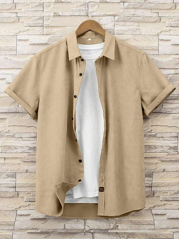 Manfinity Homme Men Solid Button Up Shirt Without Tee | SHEIN
