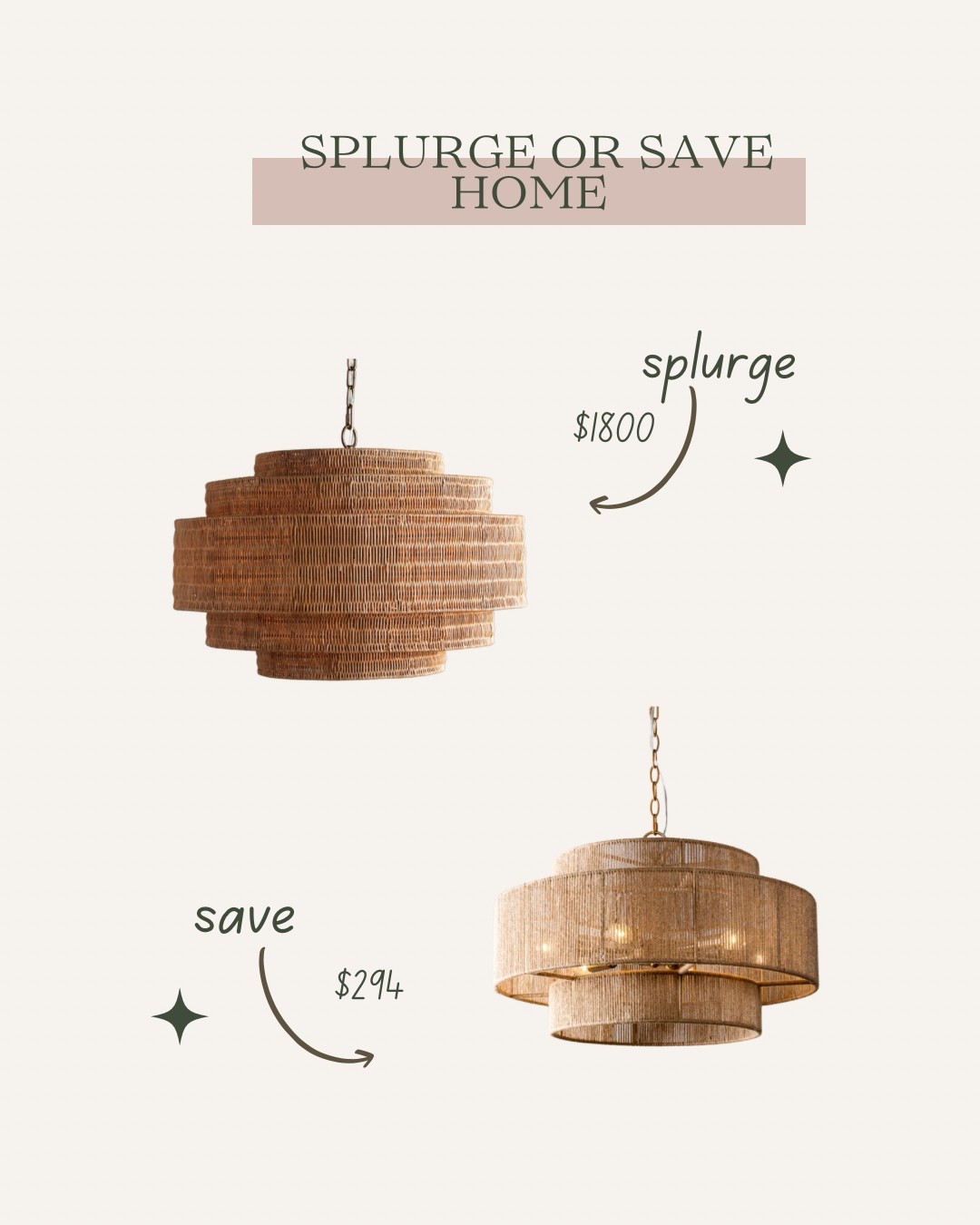 Splurge or save? Arhaus / Wayfair. It’s splurge for me on this one. A chandelier is a statement piece and worth spending a little more when you can. But that save is also gorgeous!! 

#LTKHome