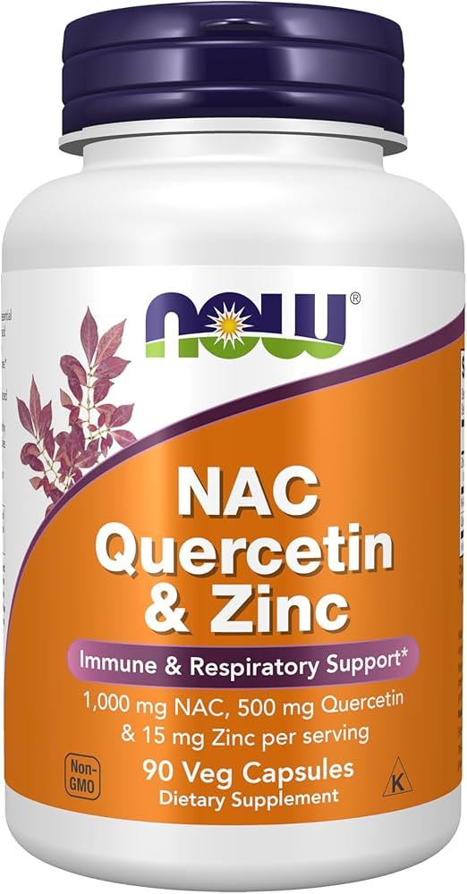 Now Foods Supplements, NAC Quercetin and Zinc, Immune and Respiratory Support*, 1,000 mg NAC, 500... | Amazon (US)