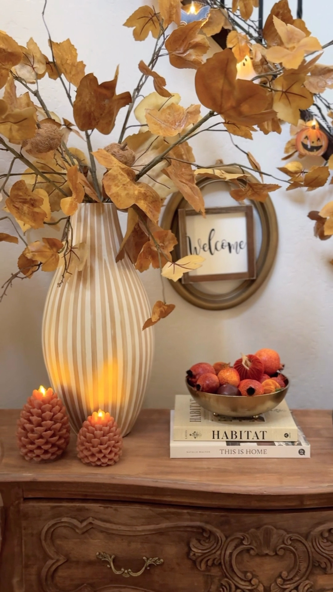 Fall entryway with Luminara candles. I love and use my Luminara candles everyday all year round. These cute pinecones are perfect for Fall through Christmas. 

Use code JOYFULDECOR10 for 10% off your Luminara order 

Flameless candles, faux candles, fall candles, luminara candles 

#LTKSeasonal #LTKFindsUnder100 #LTKHome