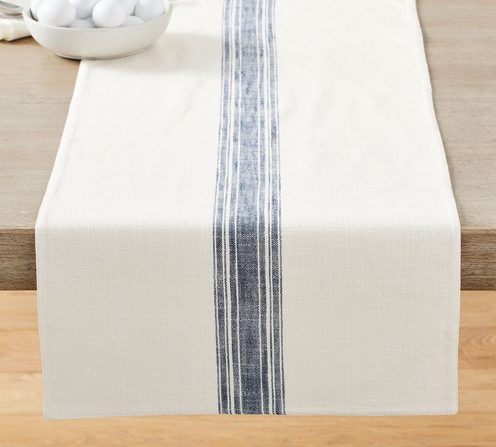 French Striped Organic Cotton Grain Sack Table Runner | Pottery Barn (US)