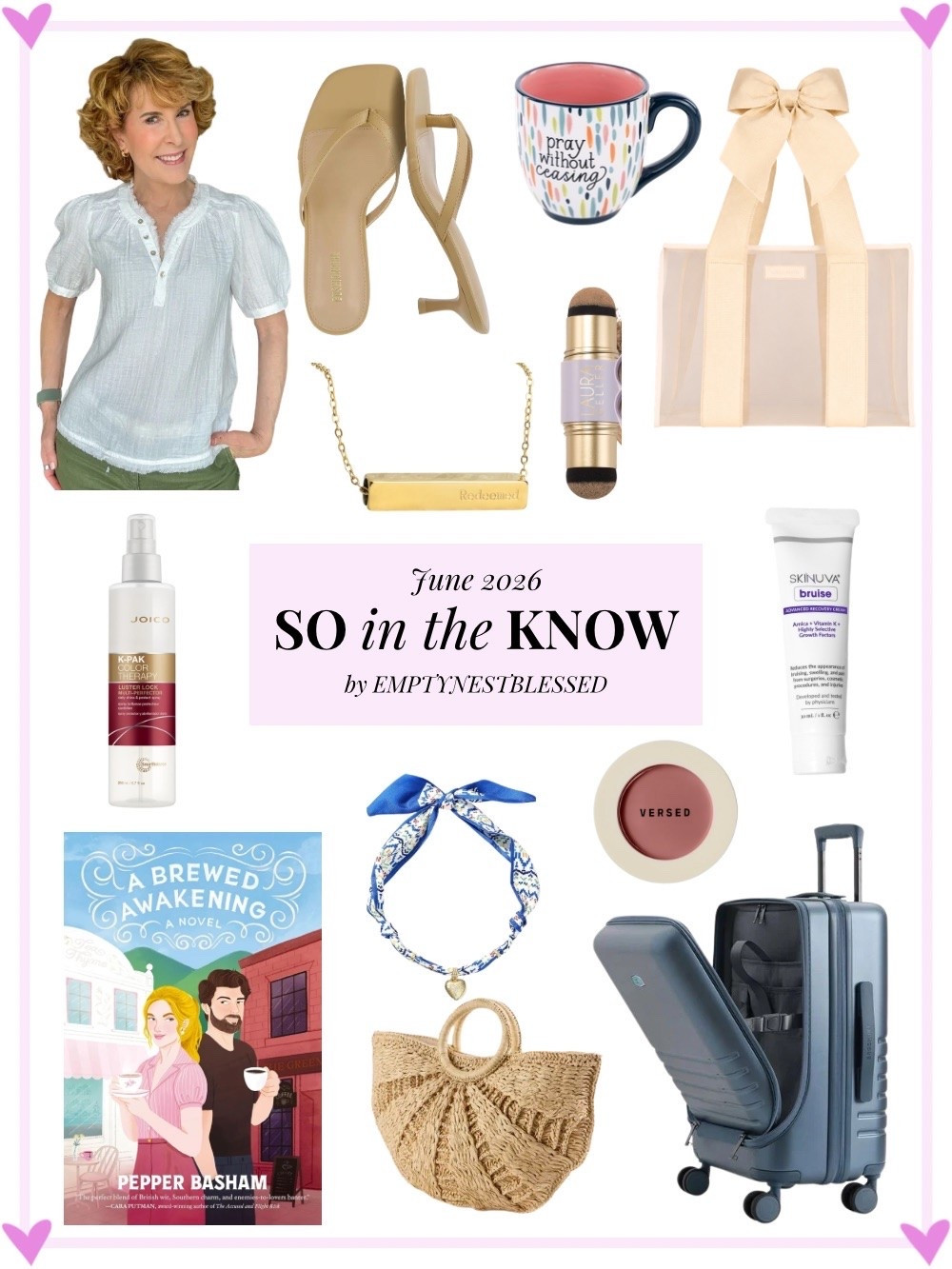 My June SO in the KNOW is here! This month’s roundup is packed with fashion finds, beauty favorites, travel essentials, summer accessories, clean beauty, Christian gifts, books, and everyday products that have genuinely impressed me lately. From my favorite carry-on suitcase and hair care to a versatile makeup balm, bruise cream, raffia handbag, summer sandals, inspirational jewelry, and more, these are the things I’m learning, loving, and using this month!

#LTKgrwm #LTKTravel #LTKOver40