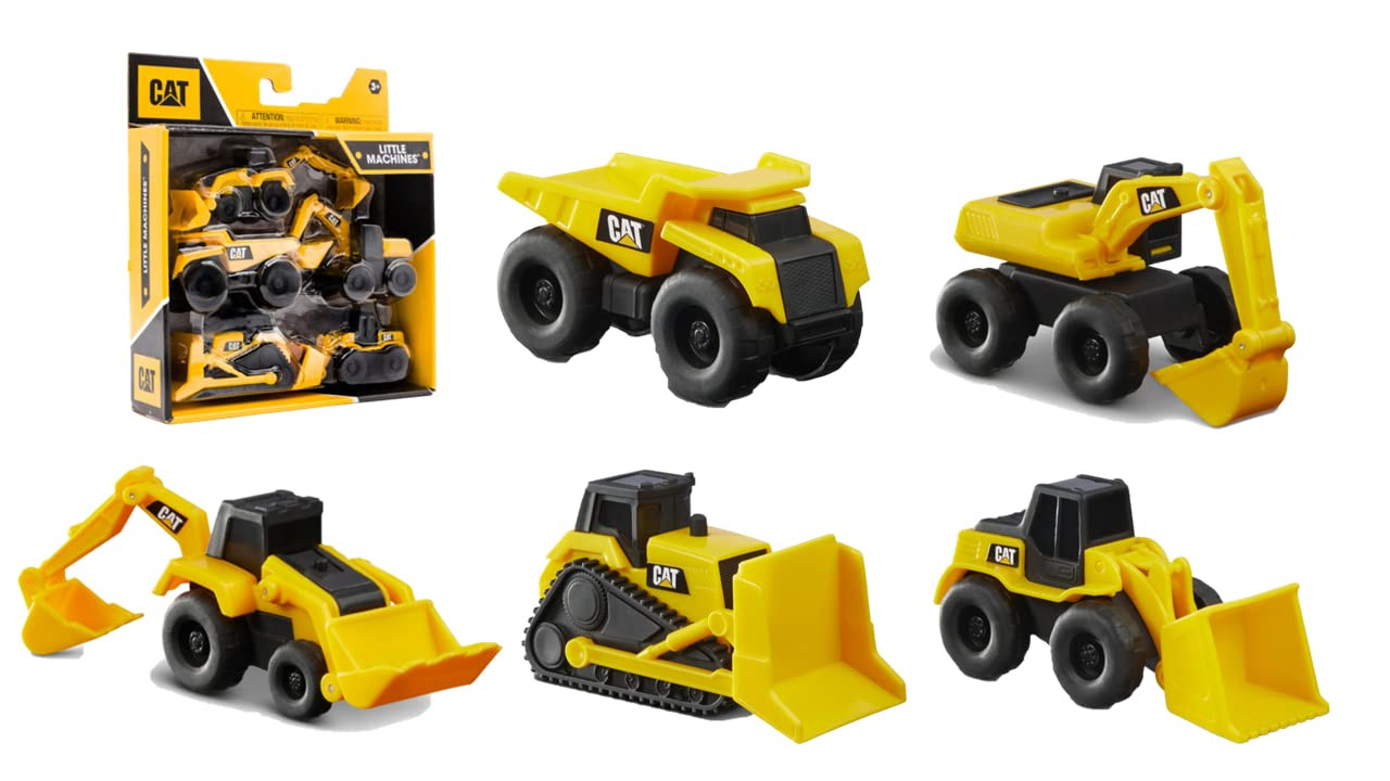 CAT Construction Toys, Little Machines 5pk Truck Toy Set, Includes Dump Truck, Wheel Loader, Bull... | Amazon (US)
