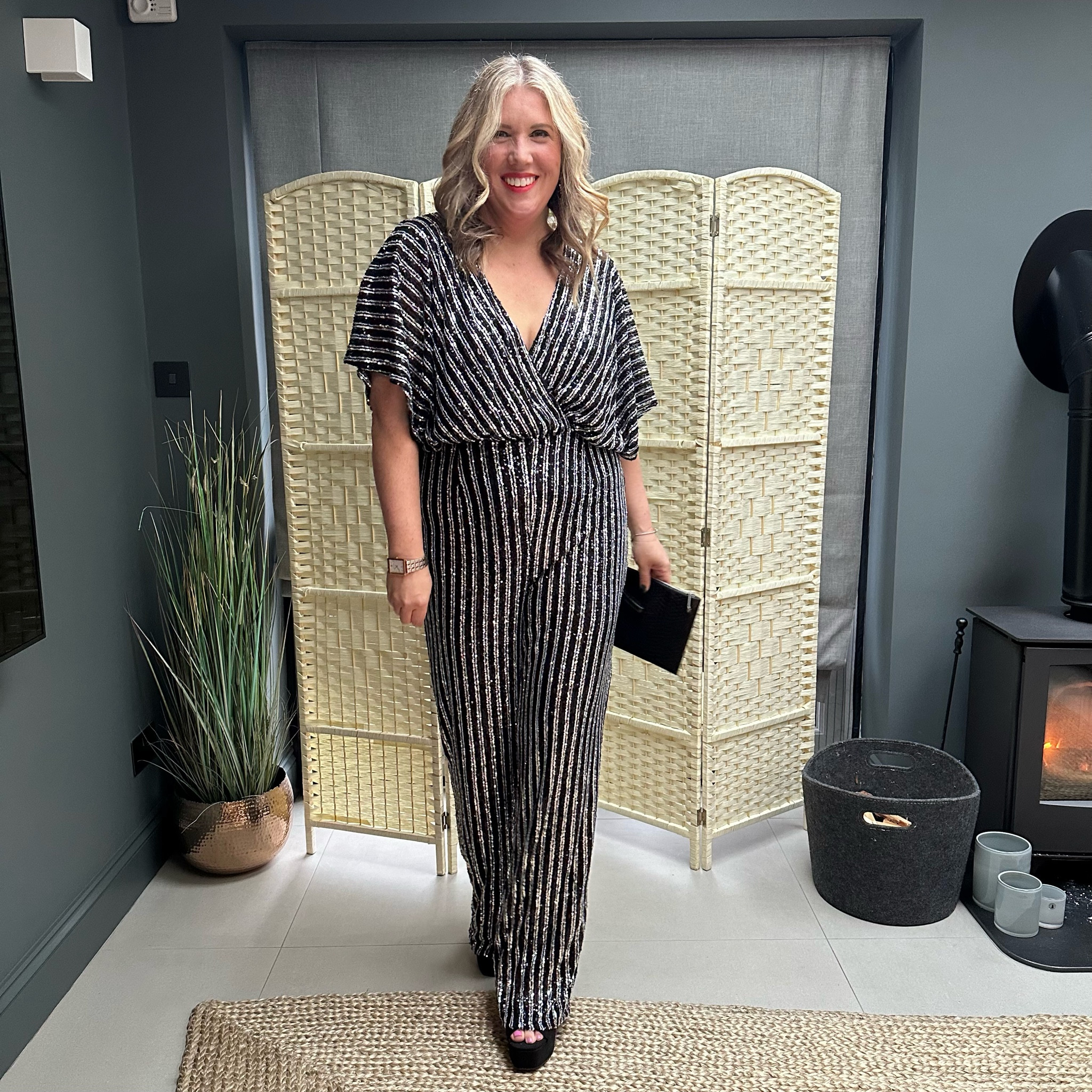 Sequin jumpsuit and platform sandals

#LTKSeasonal #LTKeurope