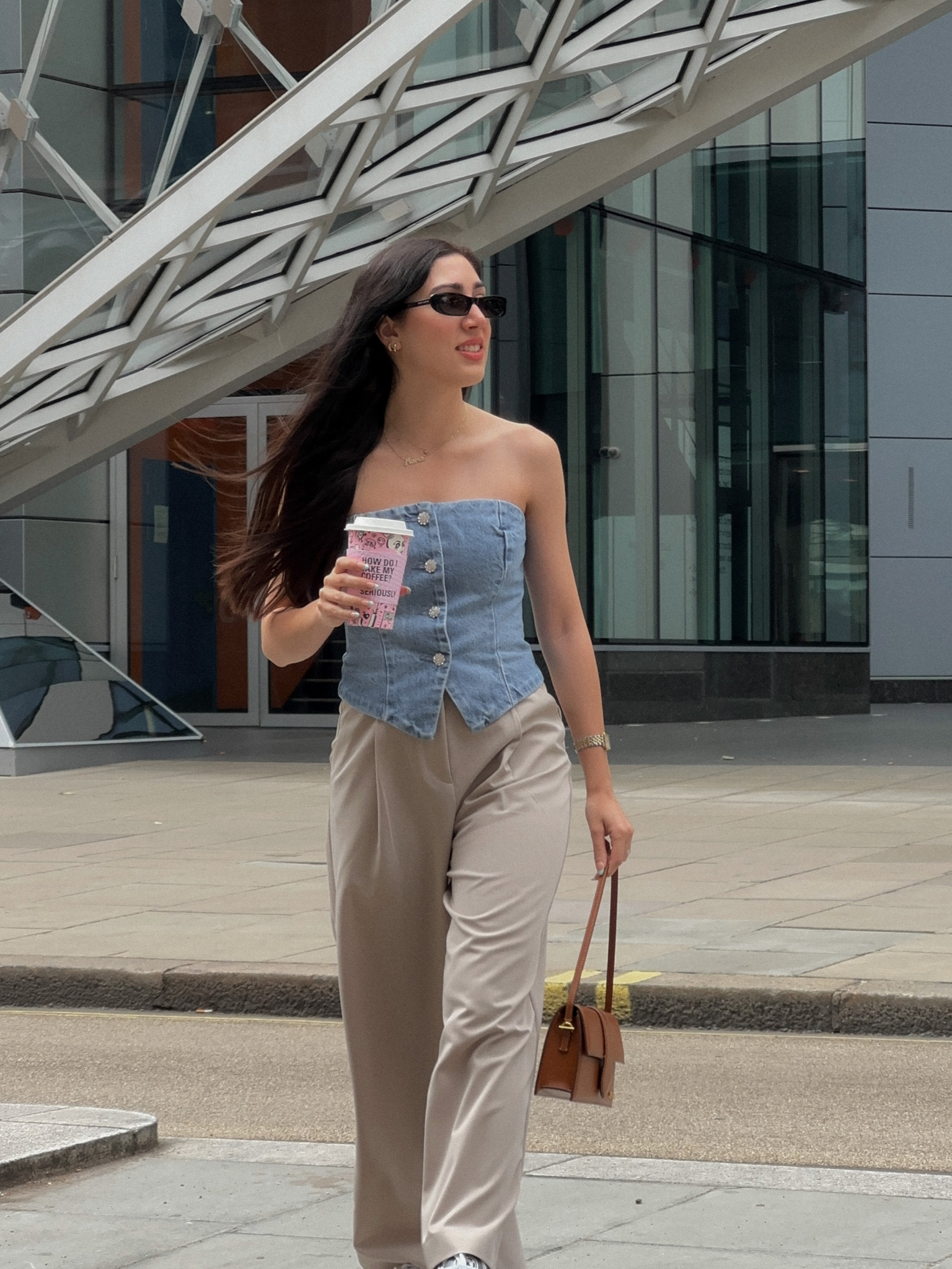Jean corset, tailored beige pants, axel arigato sneakers, jaquemus le bambino long bag, saint laurent oval sunglasses

#LTKeurope #LTKstyletip #LTKFind