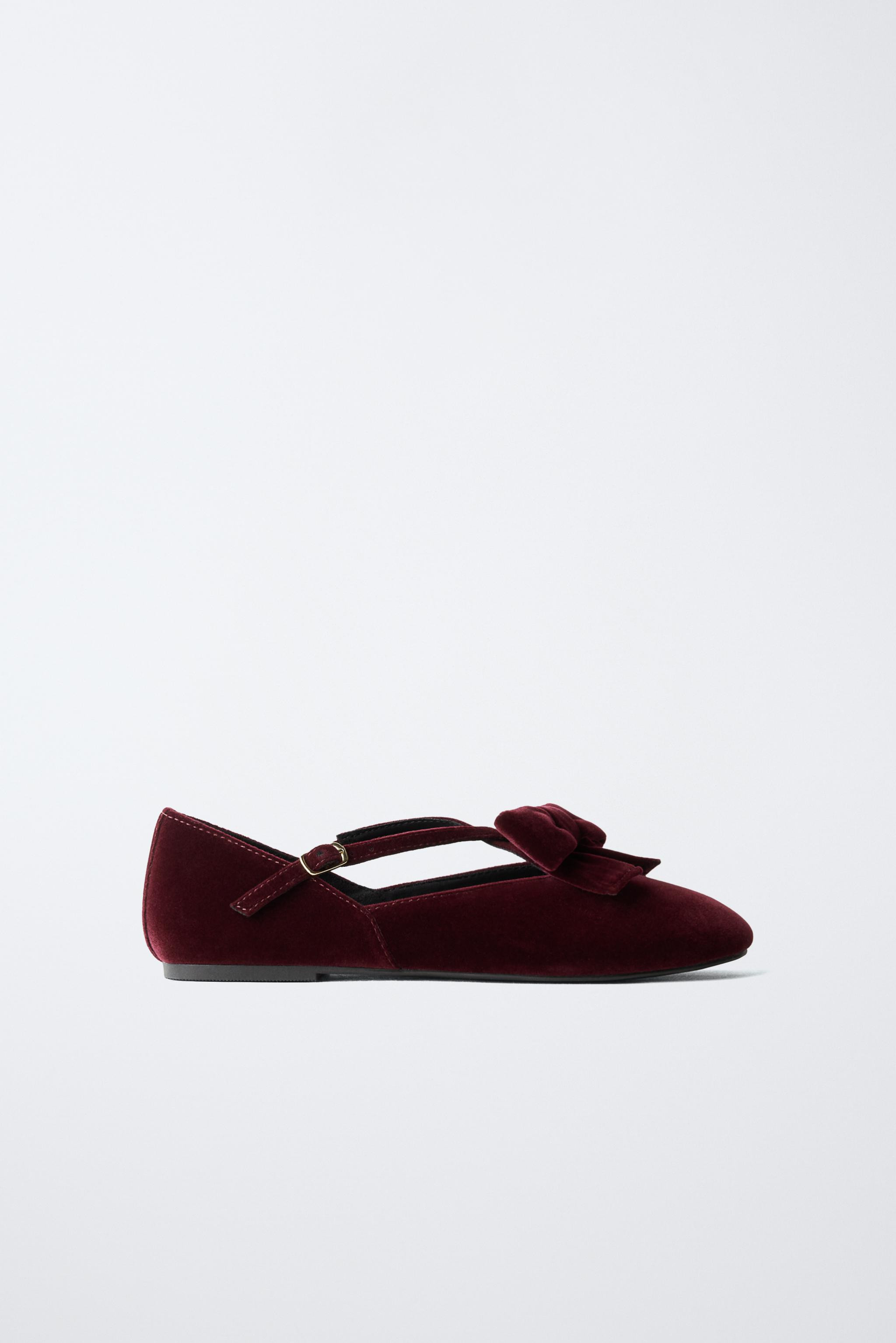 VELVET BOW BALLET FLATS | Zara US