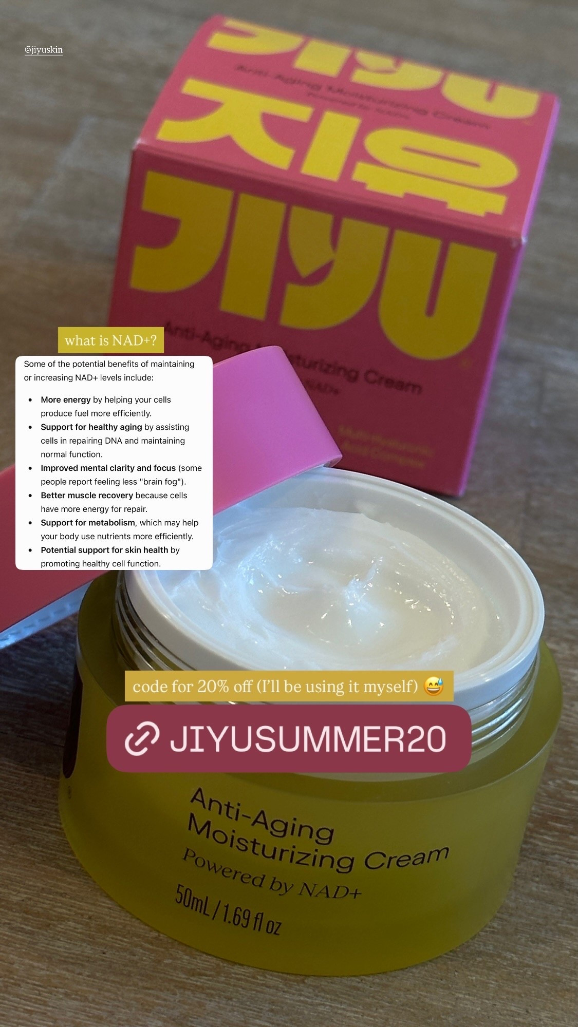 what is NAD+? code for 20% off (I’ll be using it myself) 😅 @jiyuskin