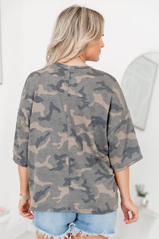 Found You Oversized Camo Tee | Pink Lily