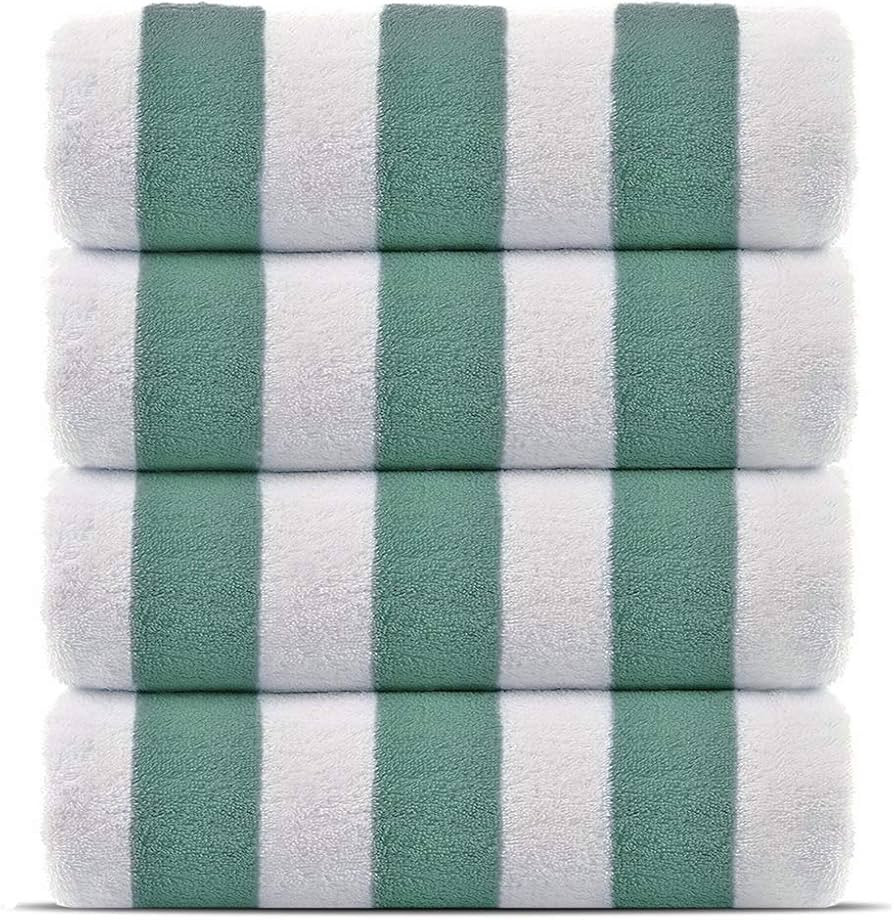 Chakir Turkish Linens Premium Quality 100% Cotton Turkish Cabana Thick Stripe Pool Beach Towels 4... | Amazon (US)