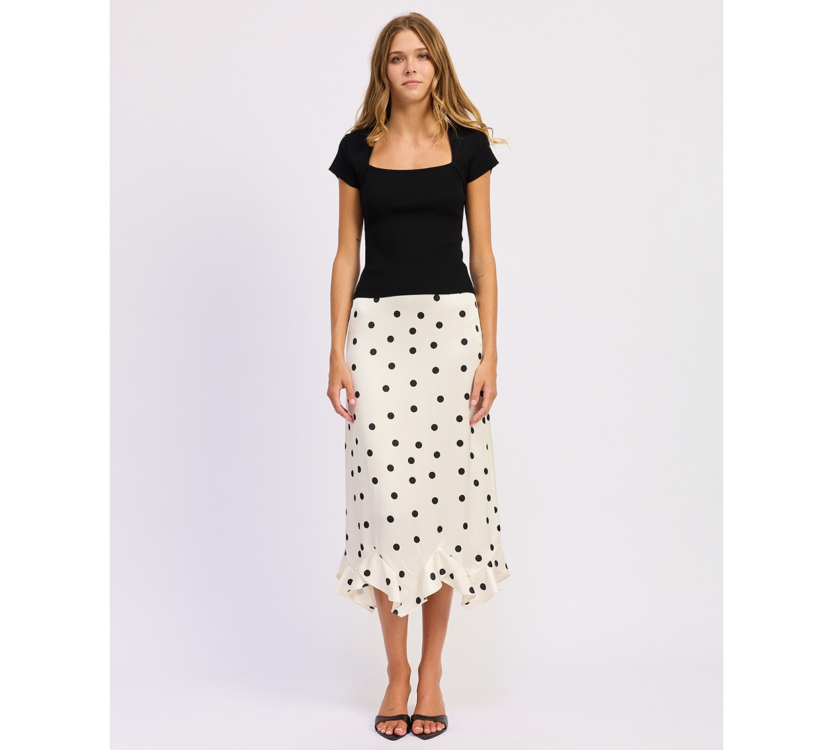 En Saison Women's Abigail Midi Slip Skirt - Ivory Black | Macy's