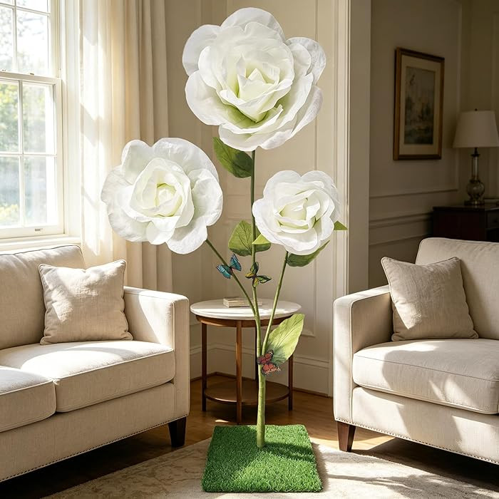 6.5FT Giant Flowers for Decoration, Big Artificial Flowers with Stand, Waterproof Large Handcraft... | Amazon (US)