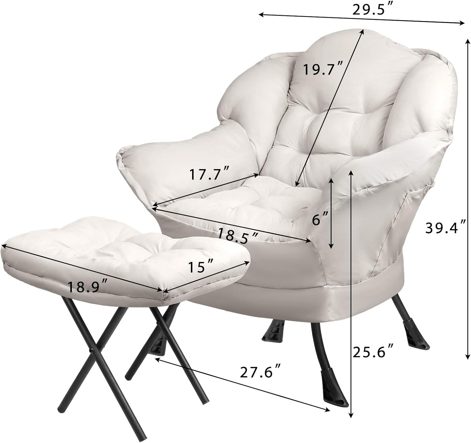 Vitesse Fabric Lazy Chair for Adults,Modern Comfortable Soft Sofa Reading Chair for Bedroom,Accen... | Walmart (US)