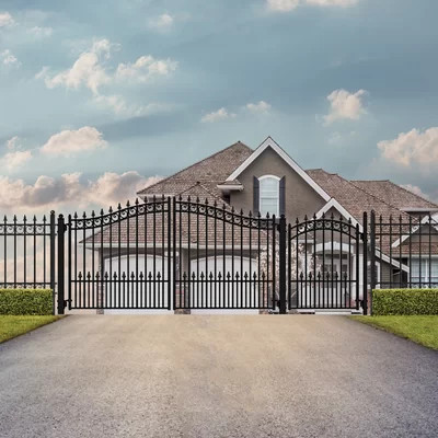 Prague Dual Swing Driveway Gate with Pedestrian Gate | Wayfair North America