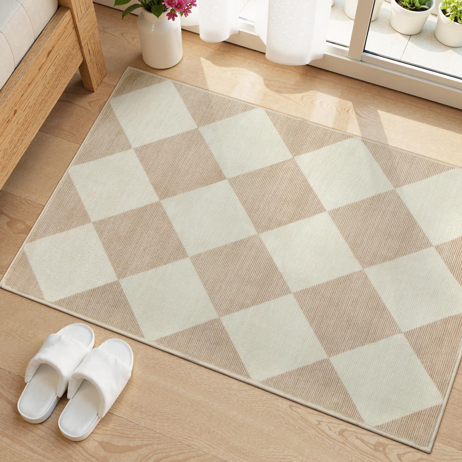 Beeiva Checkered Print Washable Indoor Door Mats for Entryway, 2x3 Non Slip Ultra Thin Bathroom R... | Amazon (US)