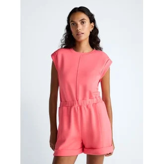 Scoop Women's and Women's Plus Scubaknit Crewneck Romper, Sizes XS-4X | Walmart (US)