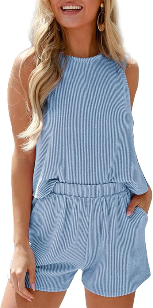SHEWIN Women's Summer 2 Piece Outfits Shorts Sets Matching Set Loungewear 2025 | Amazon (US)