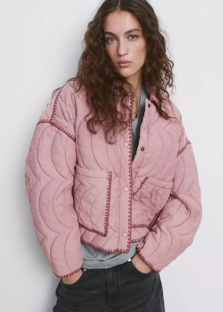 Quilted jacket with contrasting trim | Mango (US/MX/AU)