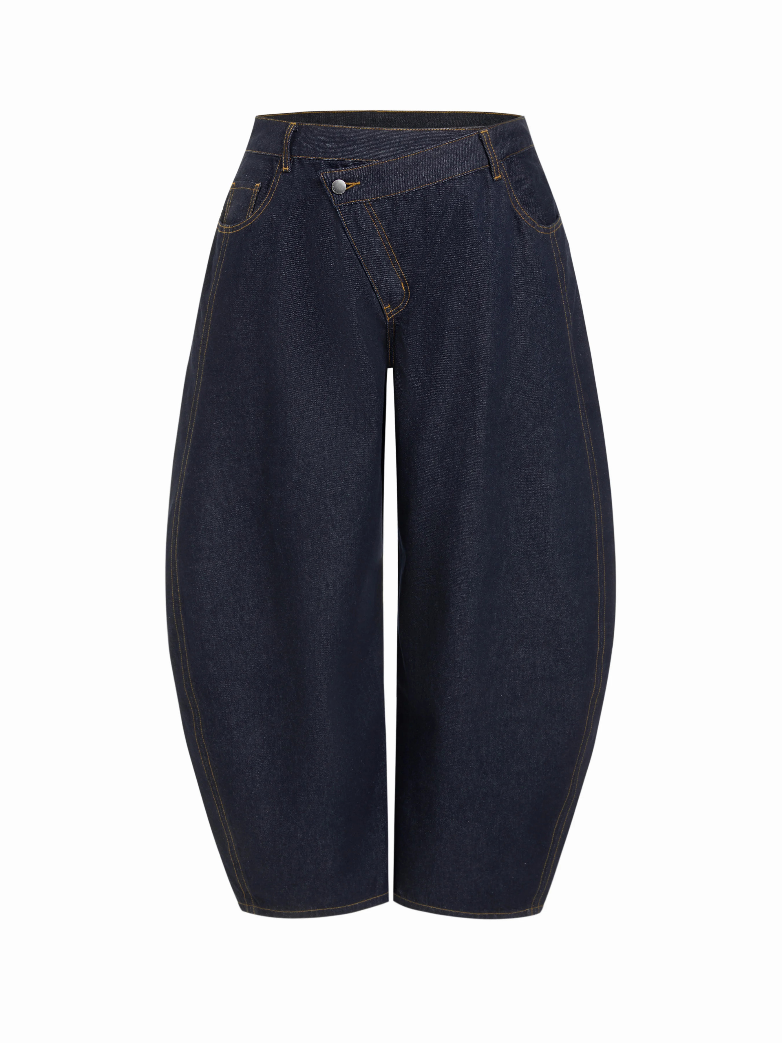 Denim Denim Washed Mid Rise Barrel-leg Jeans Curve & Plus For Daily Casual | Cider