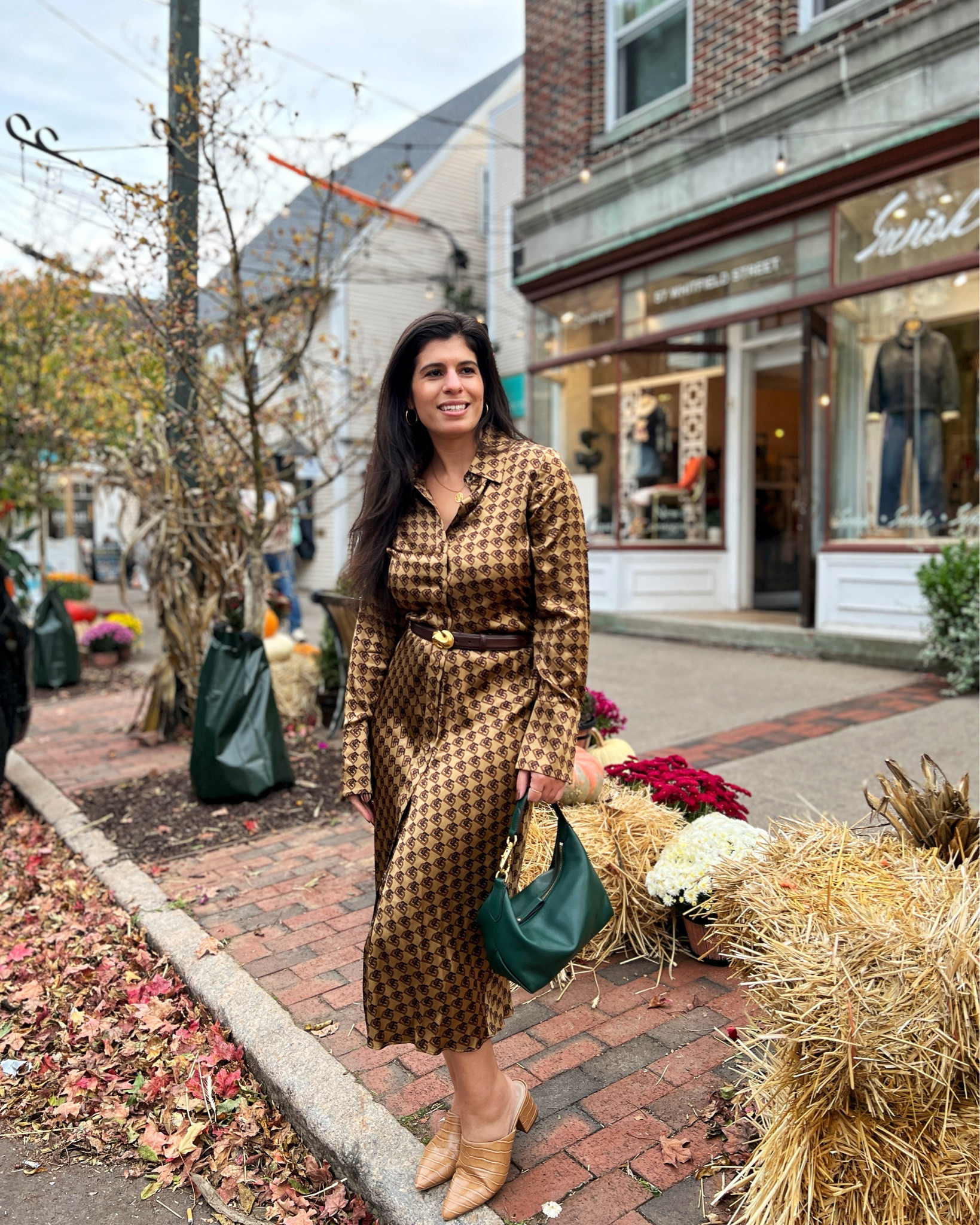 Banana Republic silk dress for a fall work look  