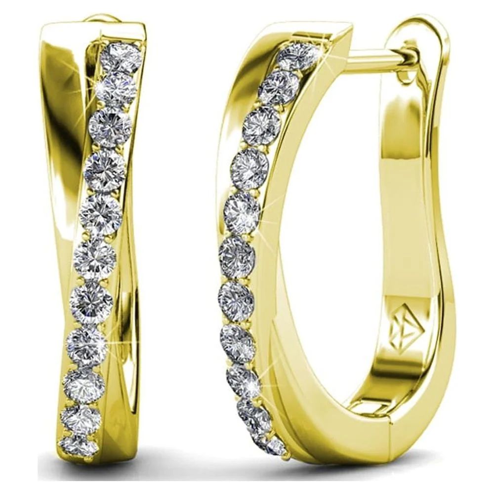 Cate & Chloe Amaya 18k Yellow Gold Plated Hoop Earrings with Swarovski Crystals | Women's Crystal... | Walmart (US)