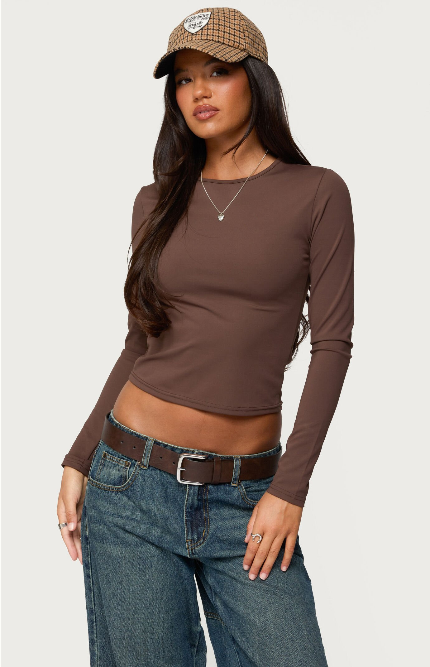Edikted Women's Tay Long Sleeve Top in Brown - Size XS | PacSun