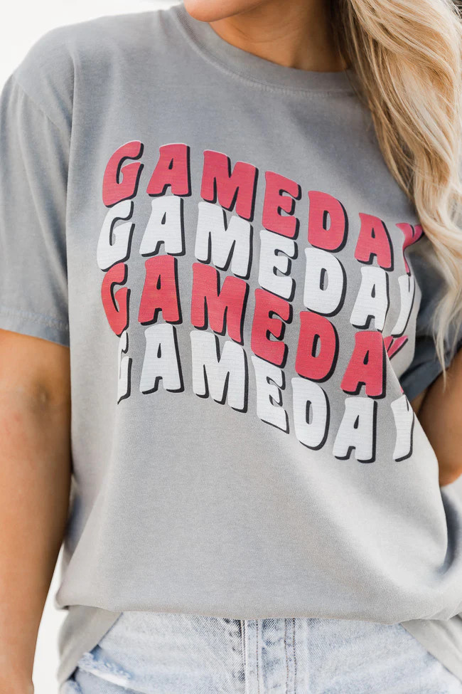 Gameday Repeat Grey Comfort Color Graphic Tee | Pink Lily