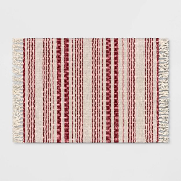 2&#39;x3&#39; Pet Tapestry with Fringes Woven Indoor/Outdoor Rug Red/Ivory - Threshold&#8482; | Target