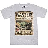 STAR WARS Men's Baby Yoda Child Mandalorian Wanted Poster T-Shirt Heather Grey | Amazon (US)