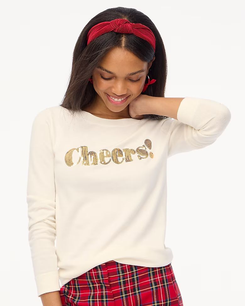 "Cheers" Teddie sweater | J.Crew Factory