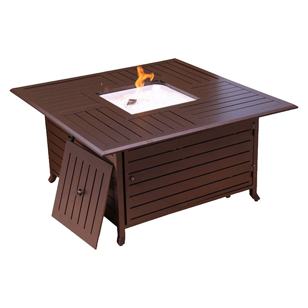 Square Slatted Aluminum Firepit - Bronze | Target