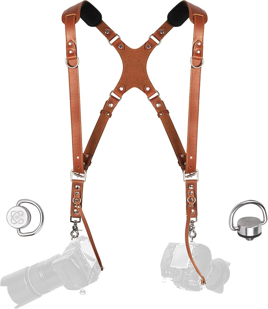 C Coiro Camera Harness for 2 Cameras Dual Shoulder Leather Camera Strap for DSLR/SLR, Camera Stra... | Amazon (US)