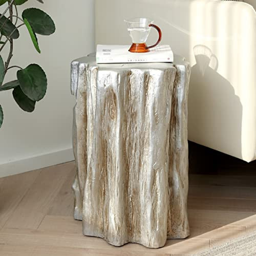DOWLVN Tree Stump Trunk Side End Table, Faux Wood Patio Table, Garden Stool, Plant Stand, for Ind... | Amazon (US)