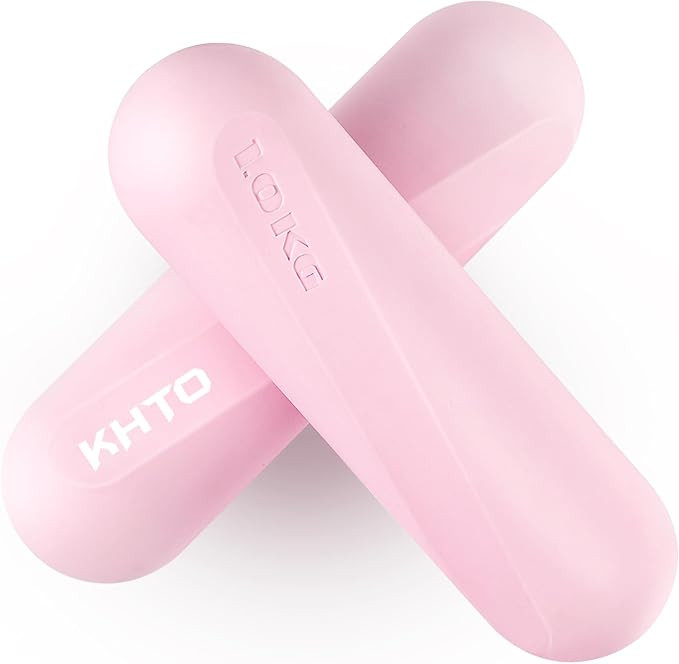 KHTO Food Grade Silicone Dumbbell Weight Bars for Women, Pink (2.2 LB | 4.4 LB Pair), Non-Slip He... | Amazon (US)