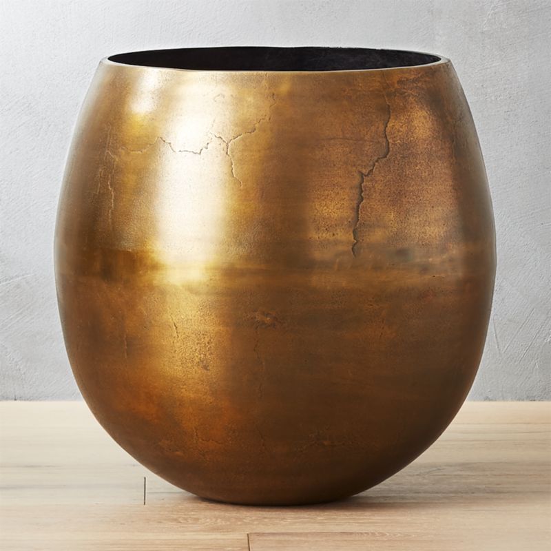 Rough Cast Large Brass Planter + Reviews | CB2 | CB2