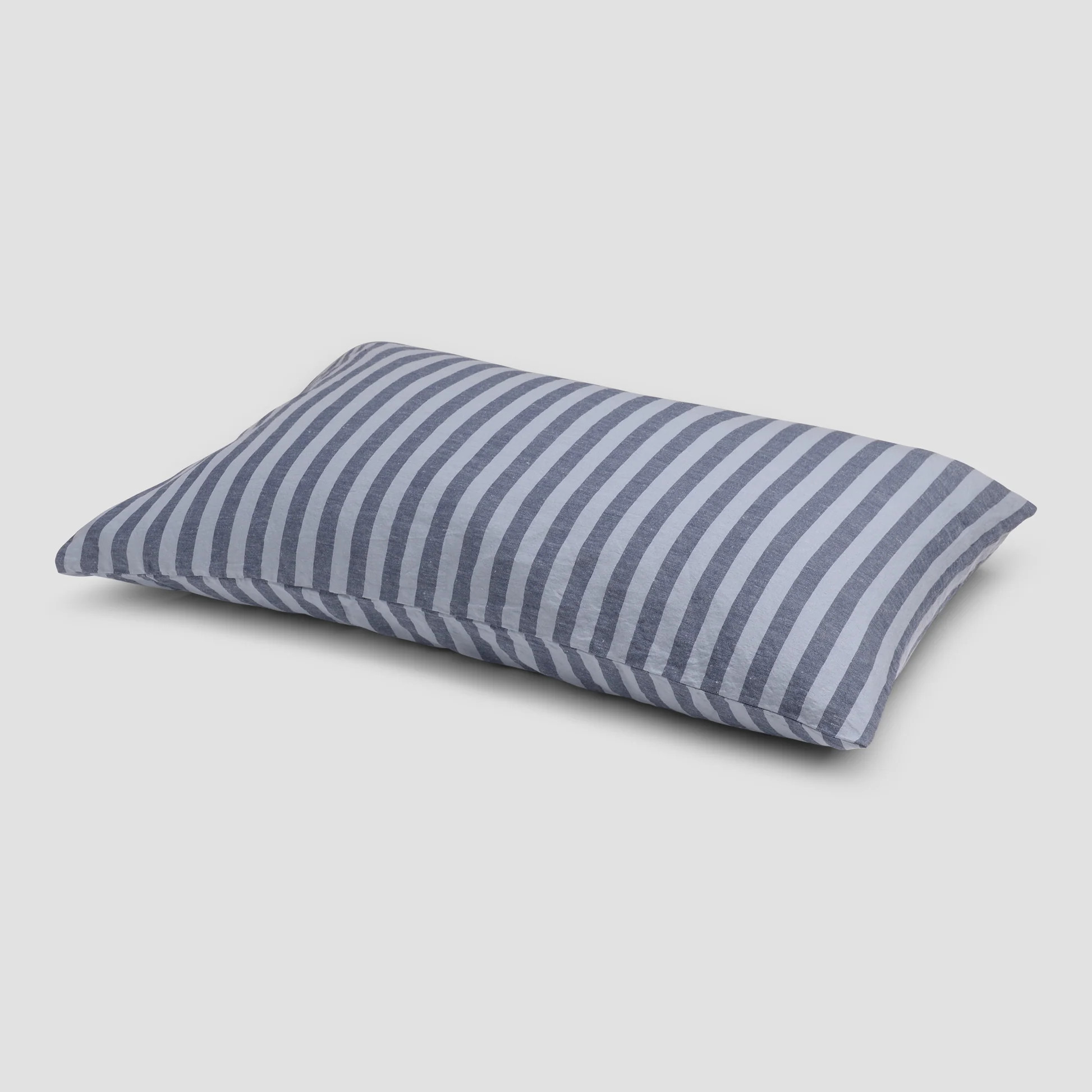 Dusty Blue Amberley Stripe Linen Pillowcases (Pair) | Piglet