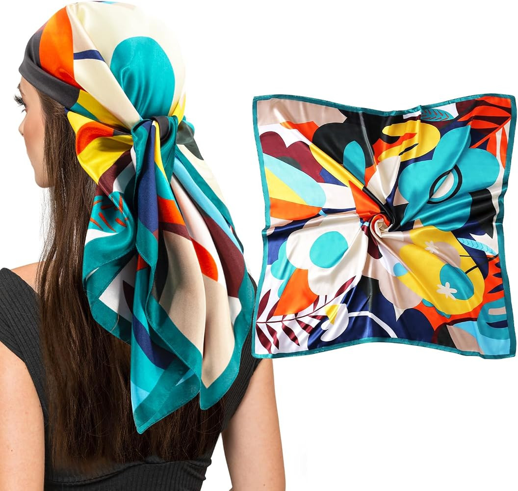 vimate 35" Square Silk Like Head Scarf - Women's Fashion Silk Feeling Scarf for Hair Wrapping and... | Amazon (US)