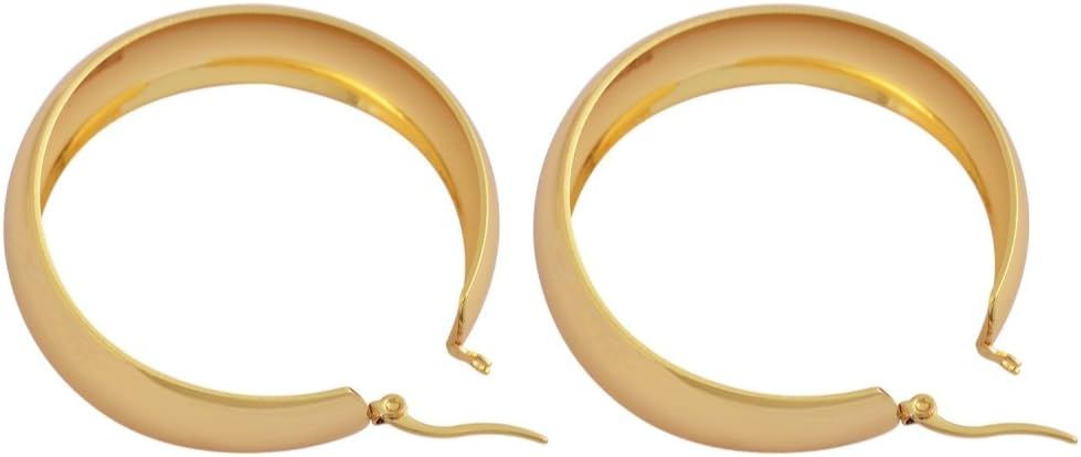 Edforce Stainless Steel 18K Gold Plated Lead-free Hypoallergenic Wide Large Rounded Hoop Earrings... | Amazon (US)