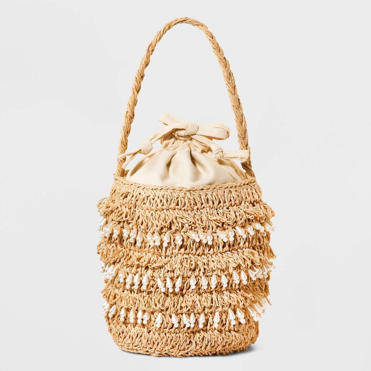 Mini Straw Embellished Bucket Bag - A New Day™ Cream | Target