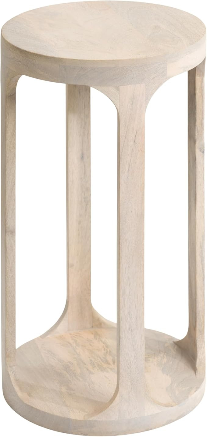 Kate and Laurel Dahl Wooden Round Drink Table; 12 x 23; Whitewash; Transitional Boho Circle Wood ... | Amazon (US)