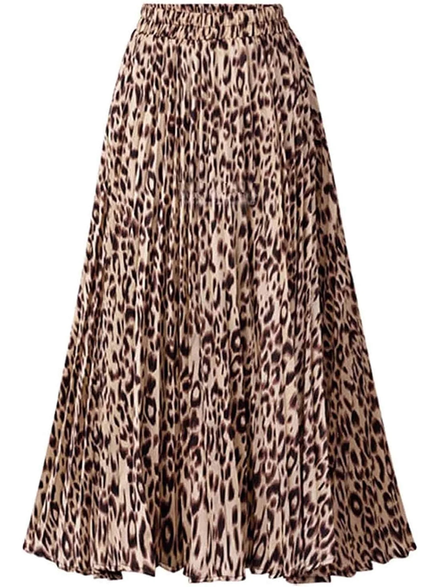 Keasmto Women Skirts Leopard Pleated Skirt Midi Long Cheetah High Waist Ladies Elasticized Summer... | Walmart (US)