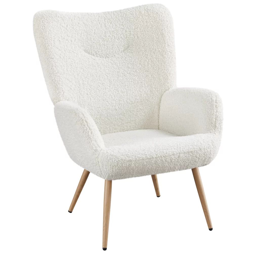 Easyfashion Boucle Fabric Accent Chair with Tufted High Back, White | Walmart (US)