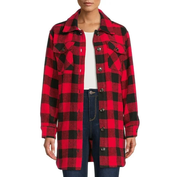 Time and Tru Women’s Belted Shacket Coat | Walmart (US)