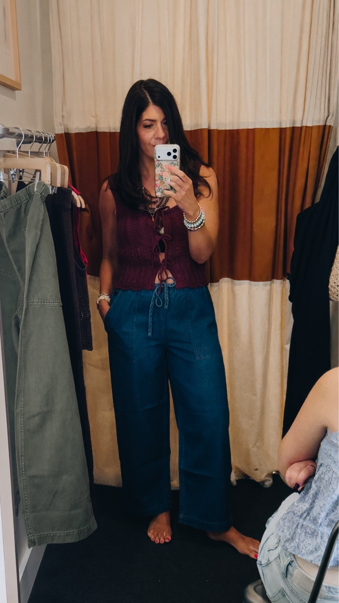 In a small knit top and medium pull on jeans (these run really big)

#LTKMidsize #LTKTall #LTKmomlife